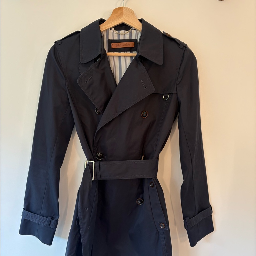 Massimo Dutti Navy Blue Trench Coat
